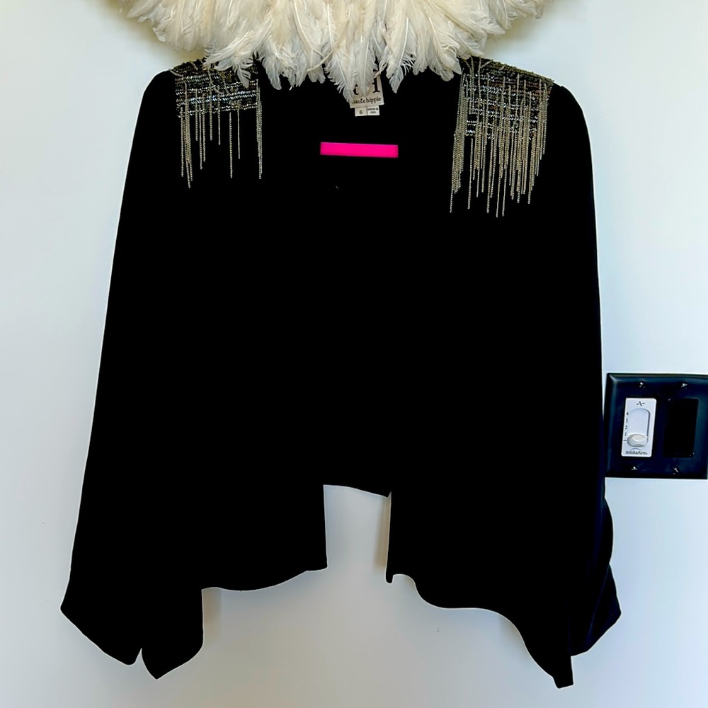Haute Hippie tasseled shoulder cropped blazer